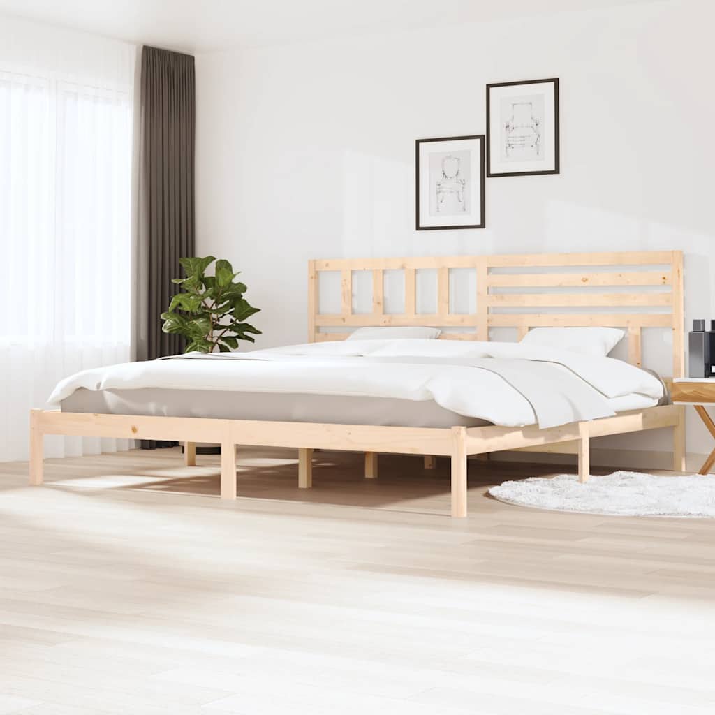 Bed Frame | Natural Wood | Solid Pine Wood | 200 x 200 cm | Lovely Design