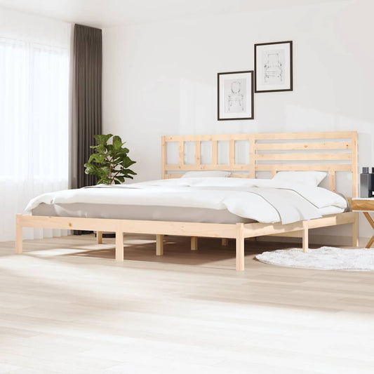 Bed Frame | Natural Wood | Solid Pine Wood | 200 x 200 cm | Lovely Design