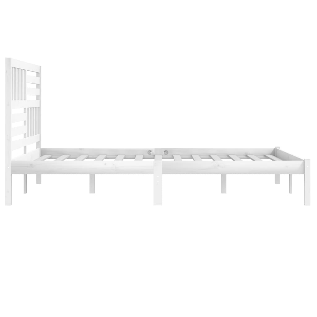 Bed Frame | White | Solid Pine Wood | 200x200 cm | Durable | Bed Frame