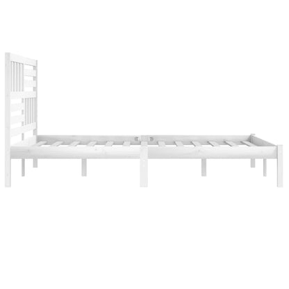 Bed Frame | White | Solid Pine Wood | 200x200 cm | Durable | Bed Frame