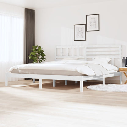 Bed Frame | White | Solid Pine Wood | 200x200 cm | Durable | Bed Frame