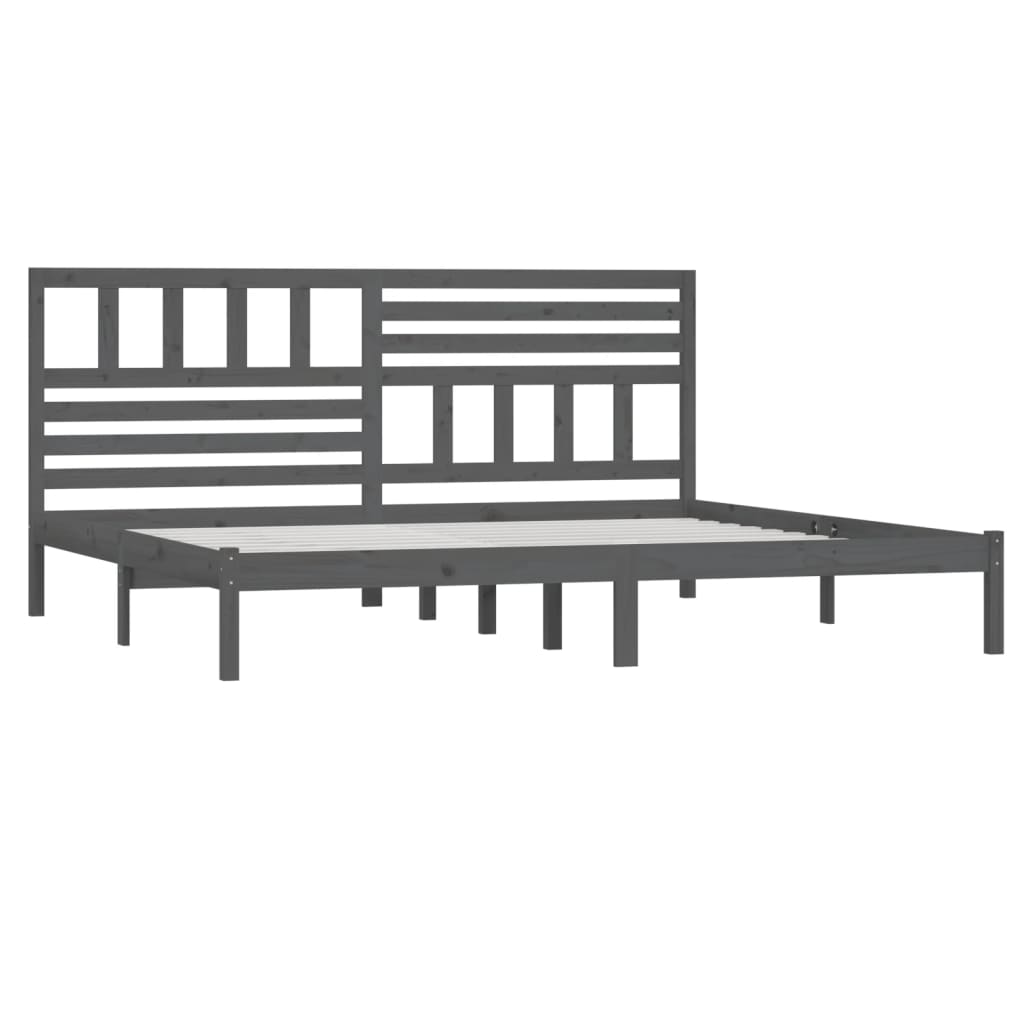 Bed Frame | Grey | Solid pine wood | 200x200 cm |  Tough | Bed Frame