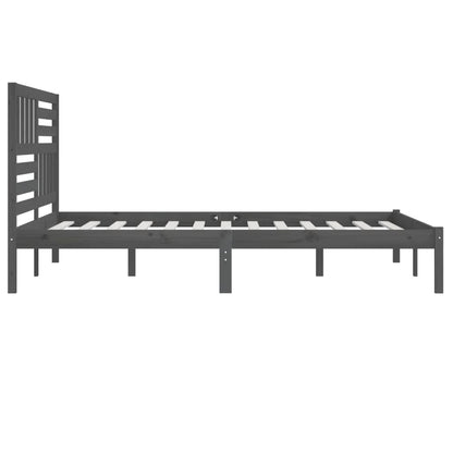 Bed Frame | Grey | Solid pine wood | 200x200 cm |  Tough | Bed Frame