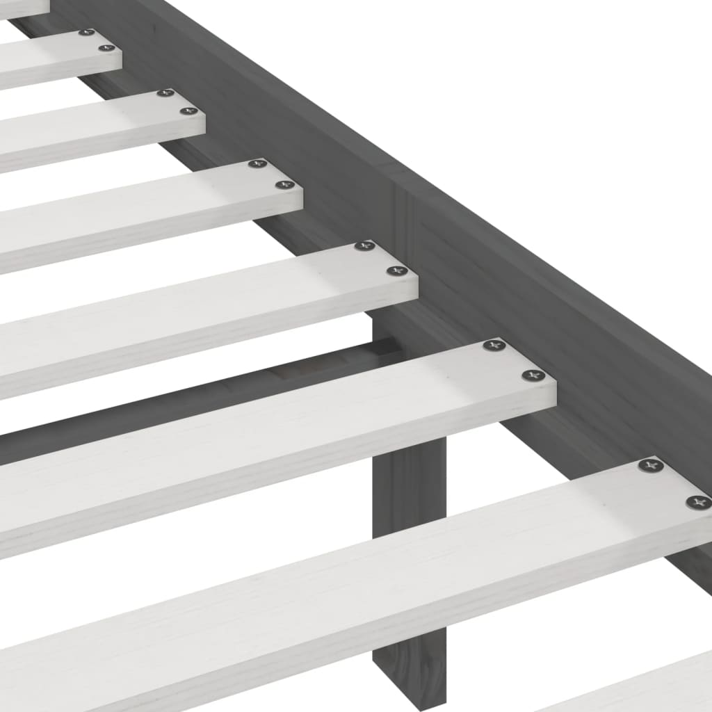 Bed Frame | Grey | Solid pine wood | 200x200 cm |  Tough | Bed Frame