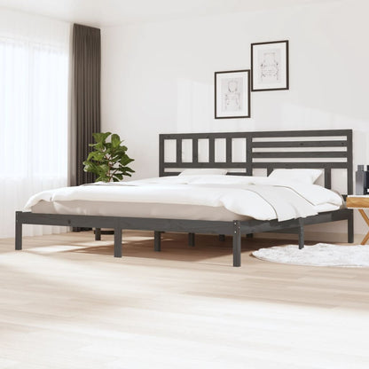 Bed Frame | Grey | Solid pine wood | 200x200 cm |  Tough | Bed Frame