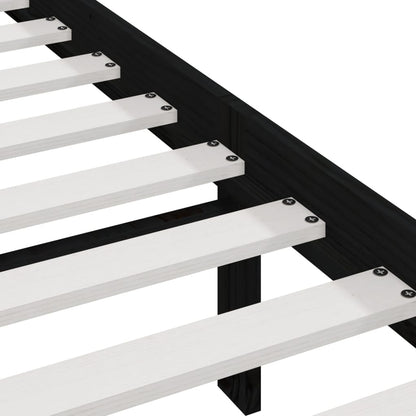 Bed Frame | Black | Solid Pine Wood | 200x200 cm | Durable | Rustic
