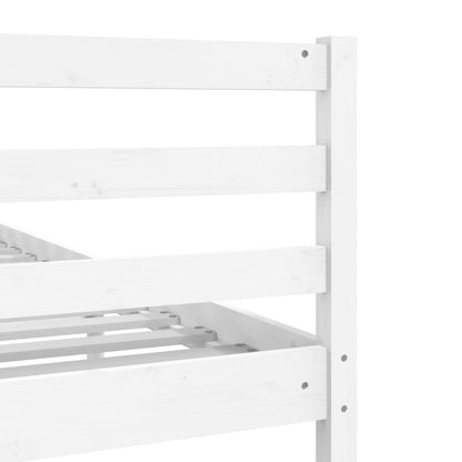 Bed Frame | White | Solid Pinewood | Double | Decorative Inlays