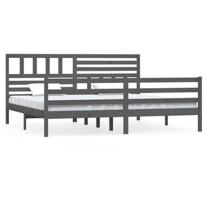 Bed Frame | Grey | Solid pine wood | Double | Durable | Bed Frame