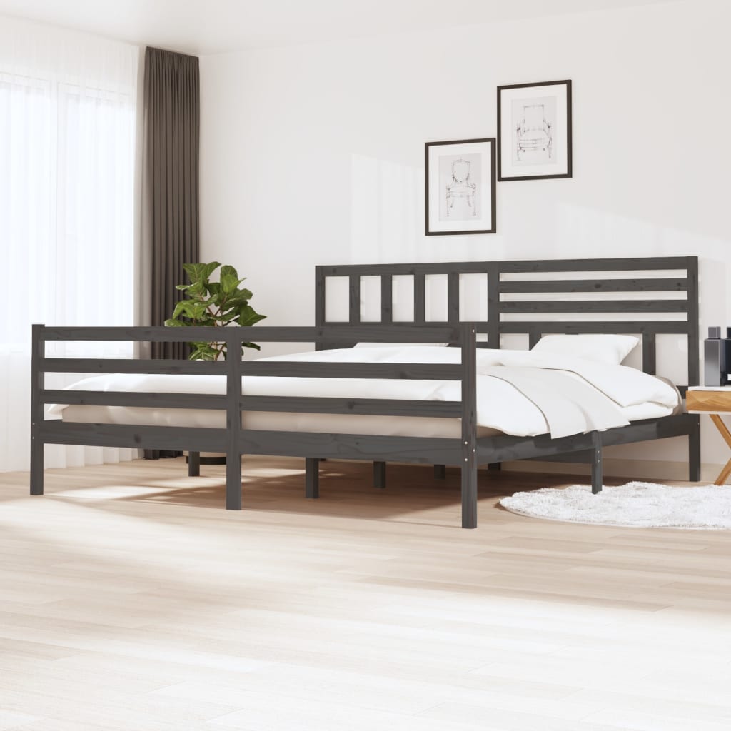 Bed Frame | Grey | Solid pine wood | Double | Durable | Bed Frame
