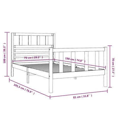Bed Frame without Mattress Black Small Single Solid Wood