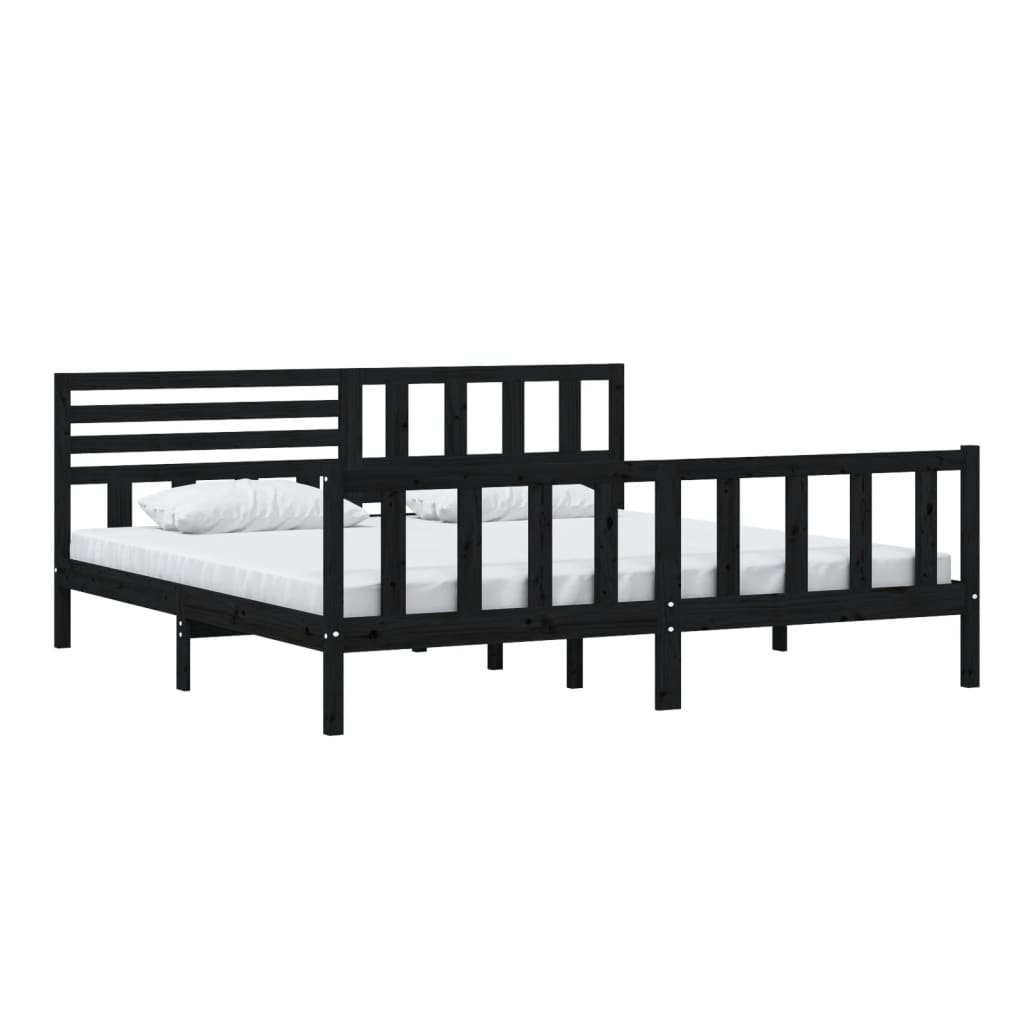 Bed Frame | Black | Solid pine wood | 200 x 200 cm |  Strong Build