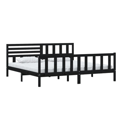 Bed Frame | Black | Solid pine wood | 200 x 200 cm |  Strong Build