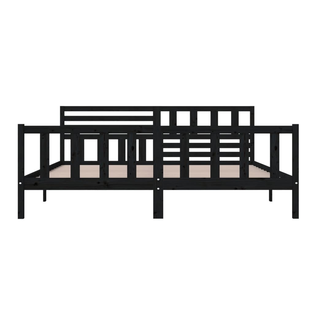 Bed Frame | Black | Solid pine wood | 200 x 200 cm |  Strong Build