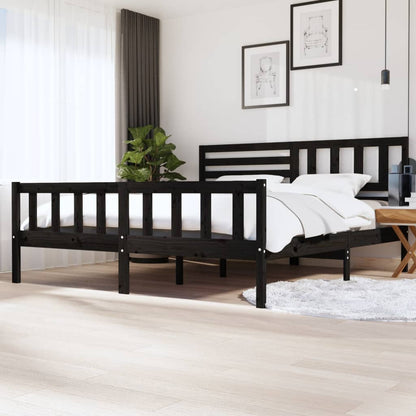 Bed Frame | Black | Solid pine wood | 200 x 200 cm |  Strong Build