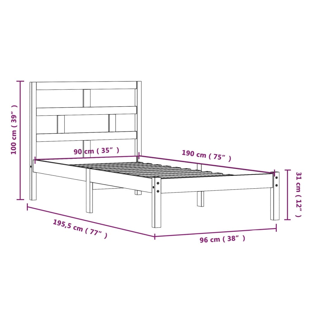 Bed Frame | Natural Pine | Solid Pine Wood | Single | Simplistic