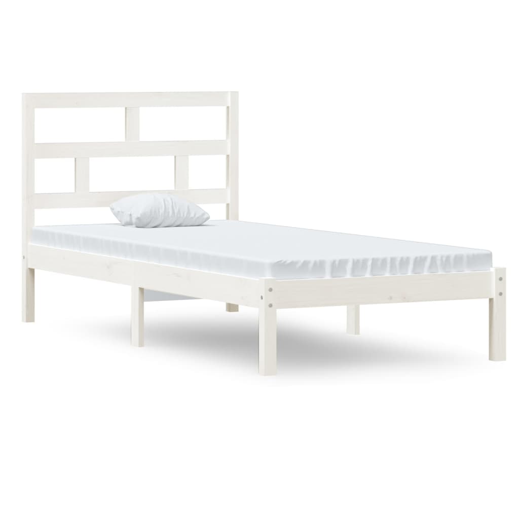 Bed Frame | White | Solid Pine Wood | Single | Durable | Rectangular