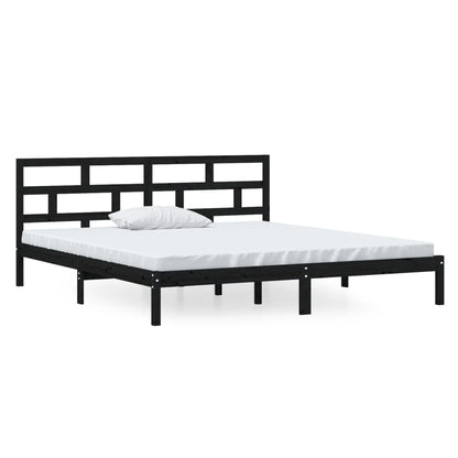 Bed Frame | Black | Solid pine wood, Plywood | Double | Bed Frame
