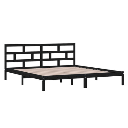 Bed Frame | Black | Solid pine wood, Plywood | Double | Bed Frame