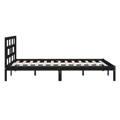 Bed Frame | Black | Solid pine wood, Plywood | Double | Bed Frame