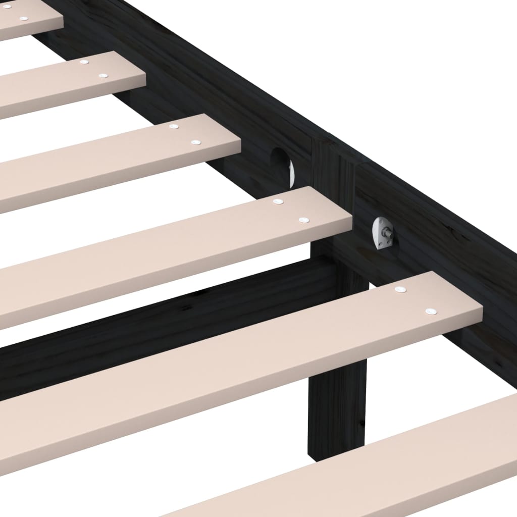 Bed Frame | Black | Solid pine wood, Plywood | Double | Bed Frame
