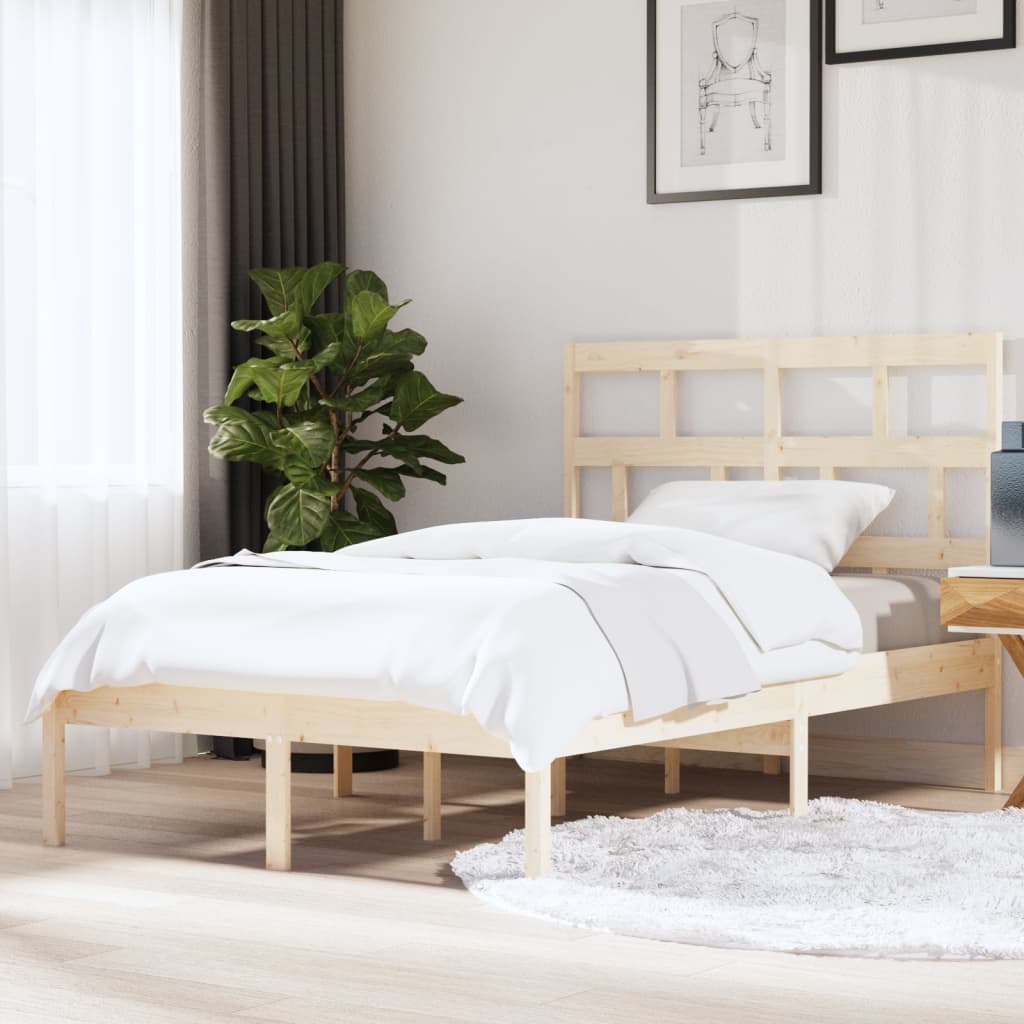 Bed Frame | Natural Pine | Solid Pine Wood | 140 x 200 cm | Rectangular