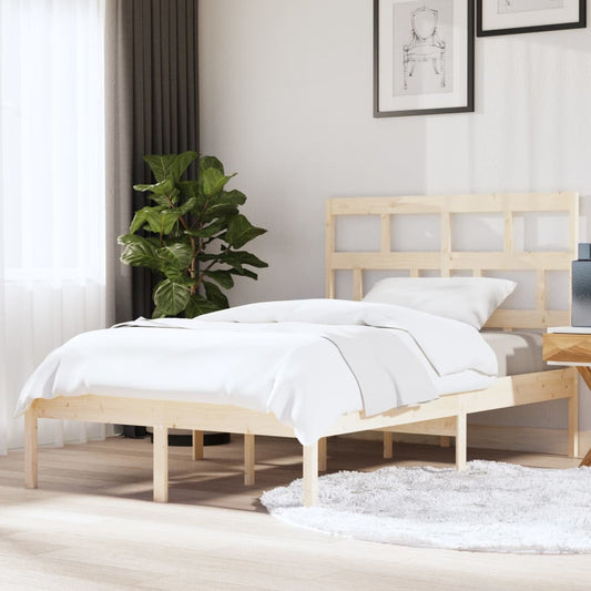 Bed Frame | Natural Pine | Solid Pine Wood | 140 x 200 cm | Rectangular