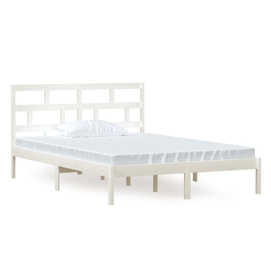 Bed Frame | White | Solid Pine Wood, Plywood | 140x200 cm
