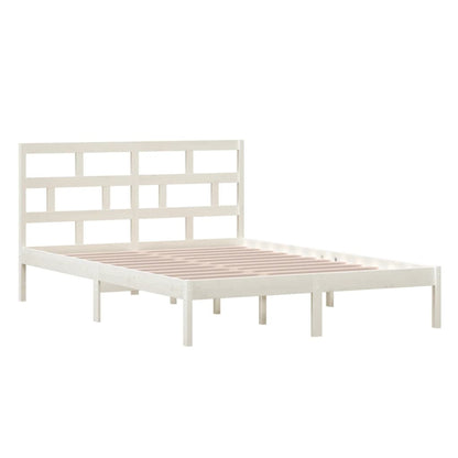 Bed Frame | White | Solid Pine Wood, Plywood | 140x200 cm