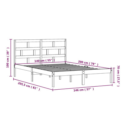 Bed Frame | White | Solid Pine Wood, Plywood | 140x200 cm