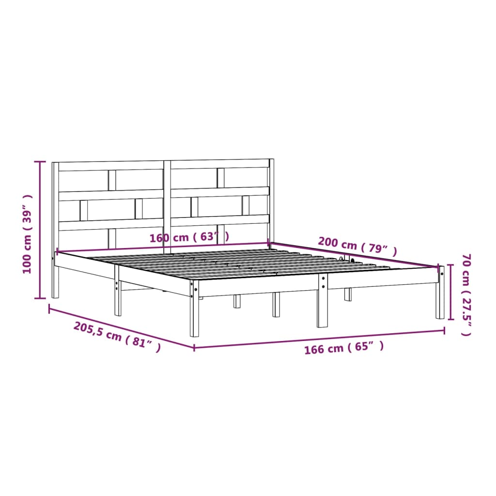 Bed Frame | White | Solid pine wood, plywood | Double | Modern