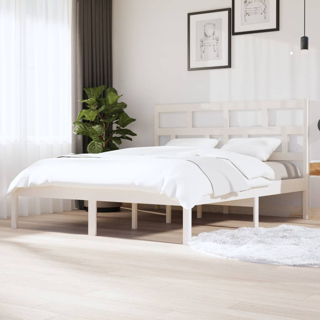 Bed Frame | White | Solid Pine Wood, Plywood | Super King