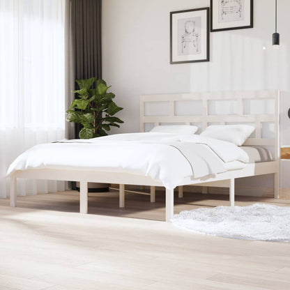 Bed Frame | White | Solid Pine Wood, Plywood | Super King