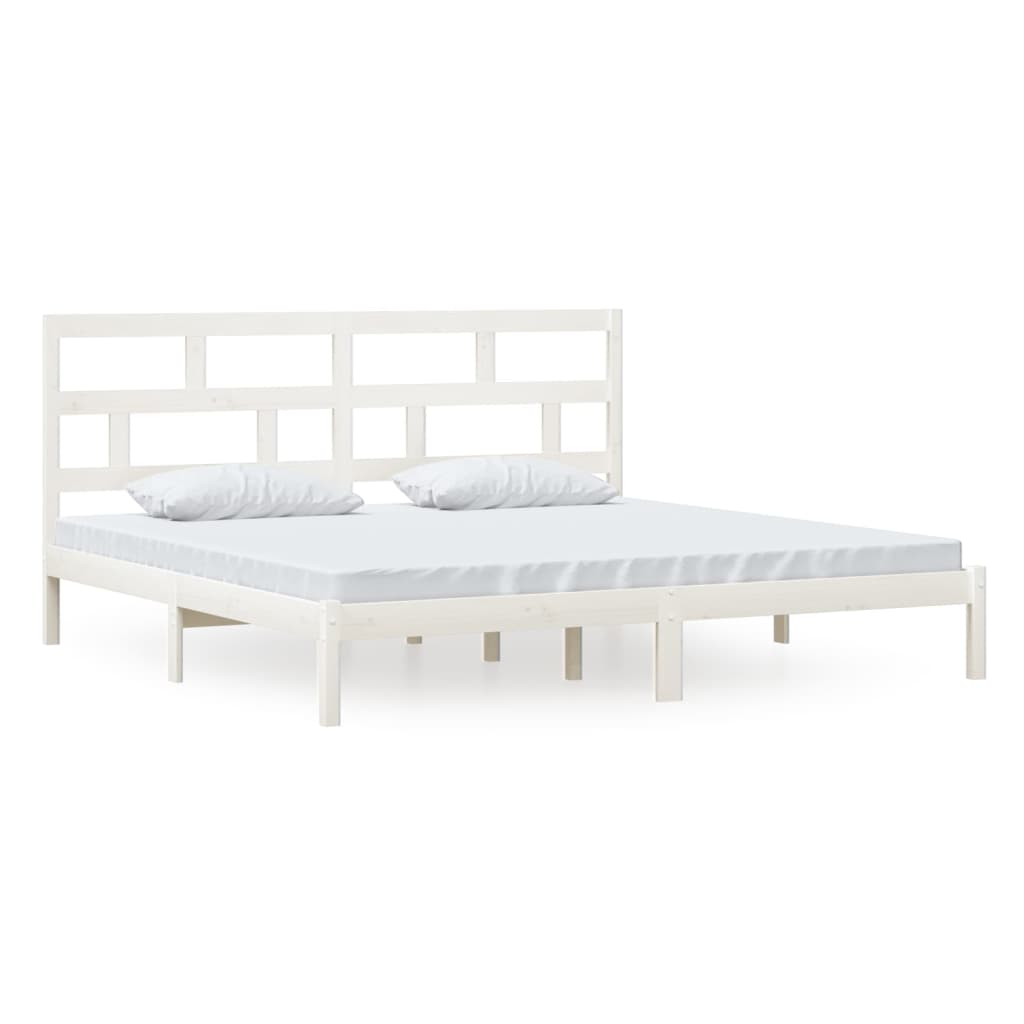 Bed Frame | White | Solid Pine Wood | 200x200 cm | Durable | Bed Frame
