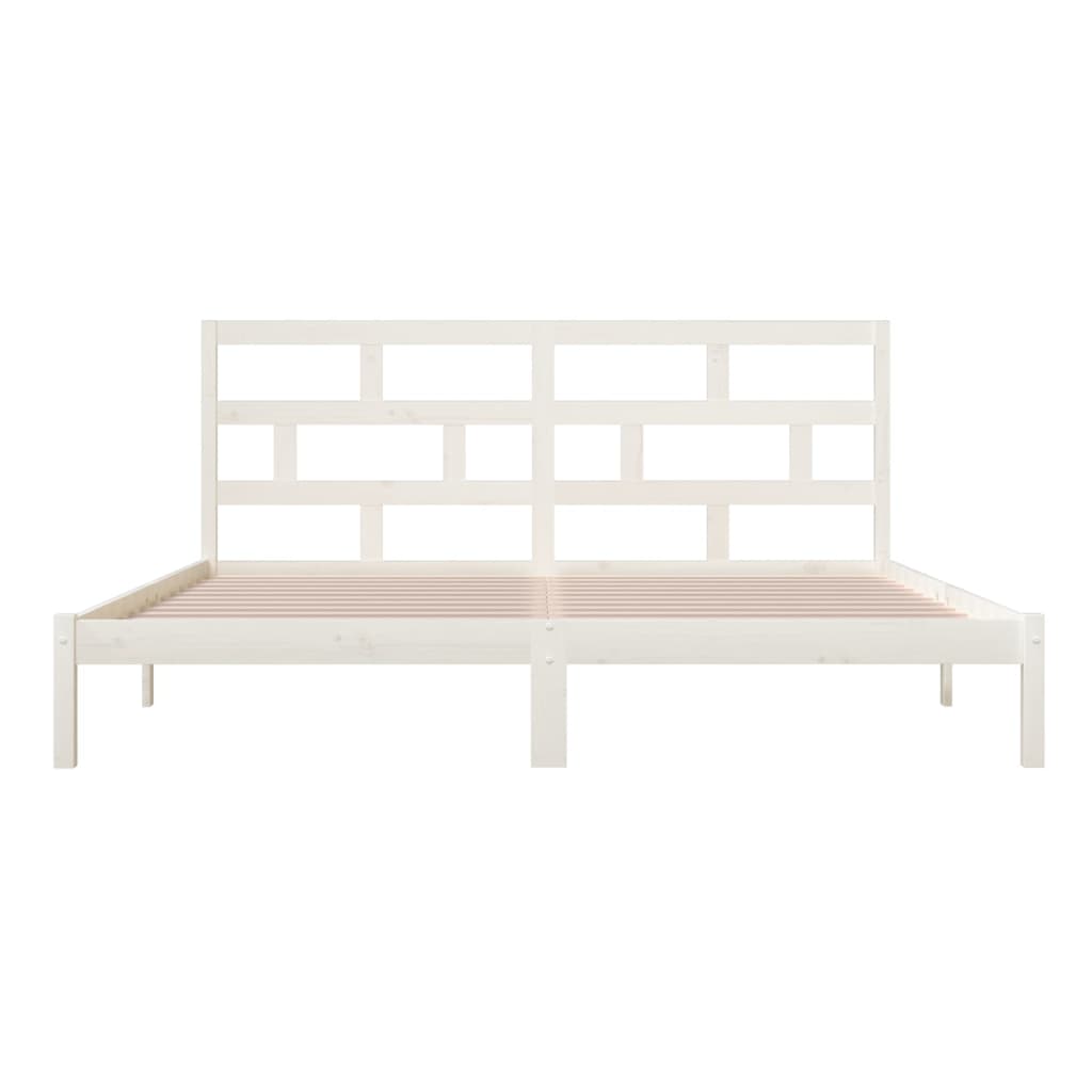 Bed Frame | White | Solid Pine Wood | 200x200 cm | Durable | Bed Frame