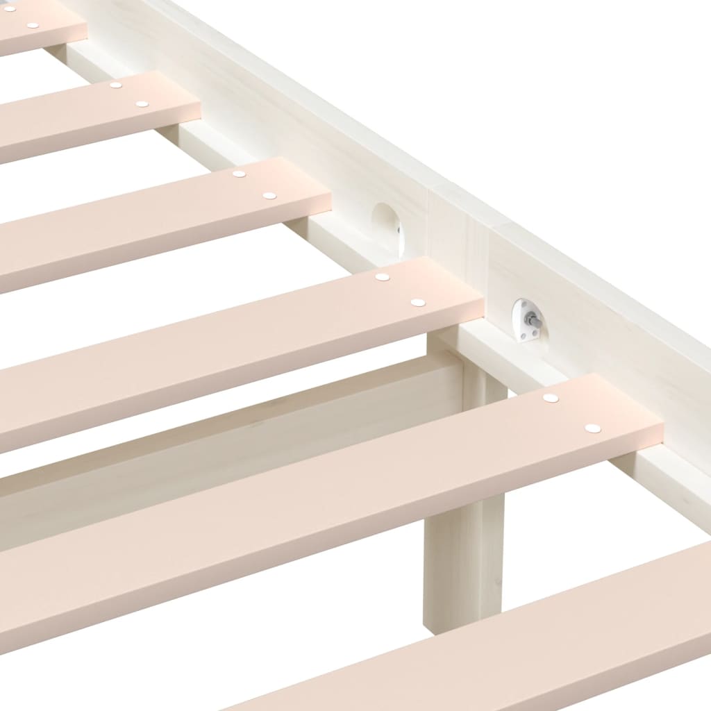 Bed Frame | White | Solid Pine Wood | 200x200 cm | Durable | Bed Frame