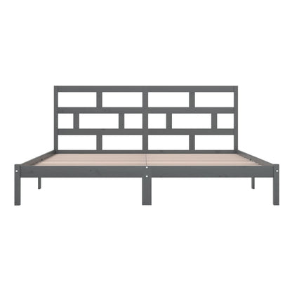 3101240 vidaXL Bed Frame without Mattress Grey Solid Wood Pine 200x200 cm (810039+814216)