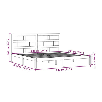 3101240 vidaXL Bed Frame without Mattress Grey Solid Wood Pine 200x200 cm (810039+814216)