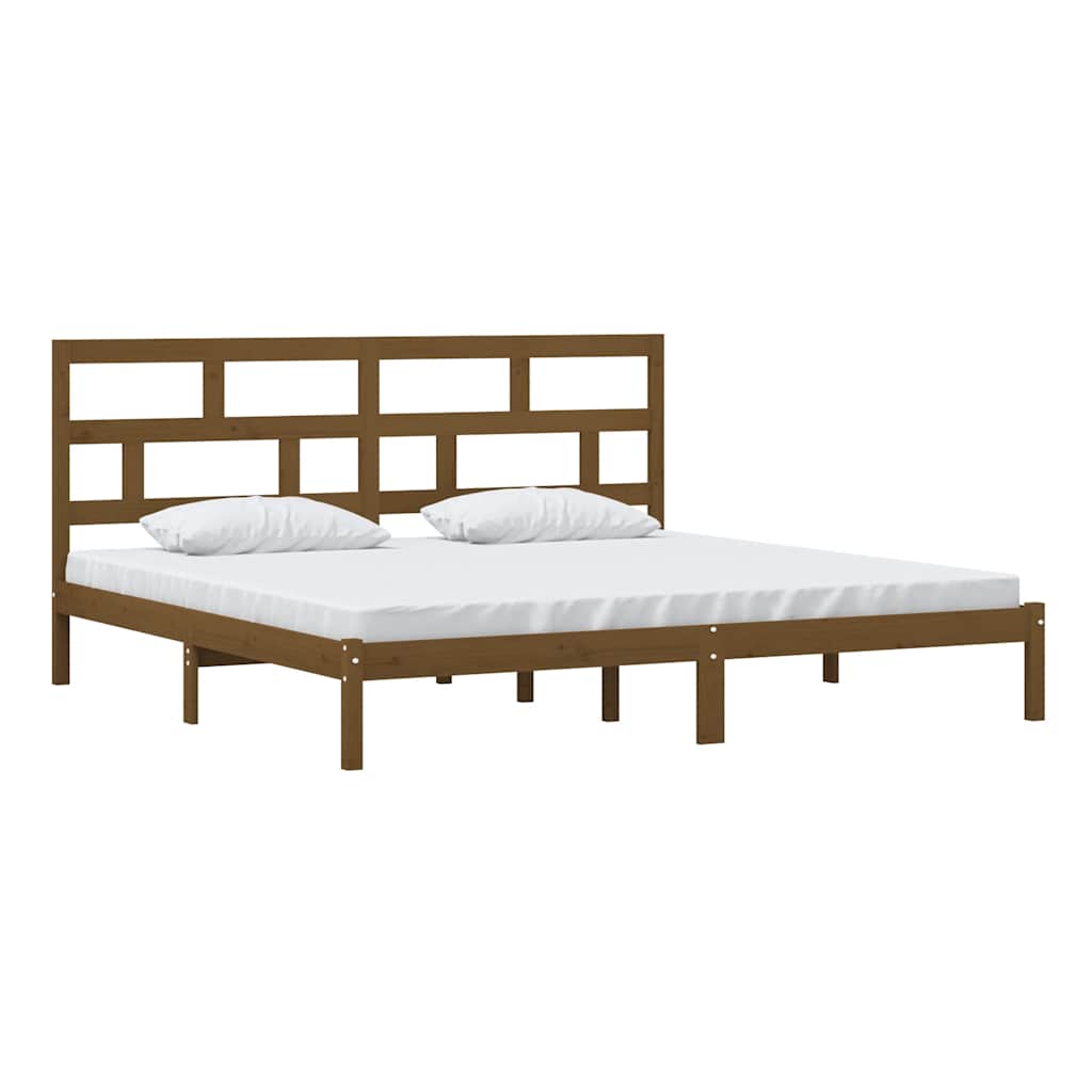 Bed Frame | Honey brown | Solid Pine Wood | 200x200 cm | Bed Frame