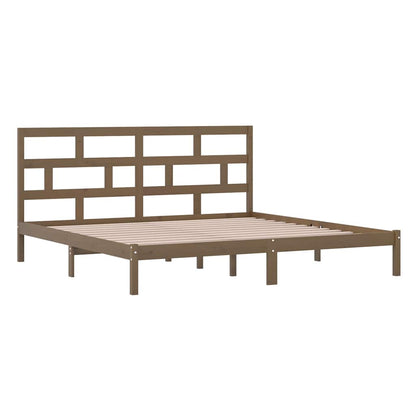 Bed Frame | Honey brown | Solid Pine Wood | 200x200 cm | Bed Frame