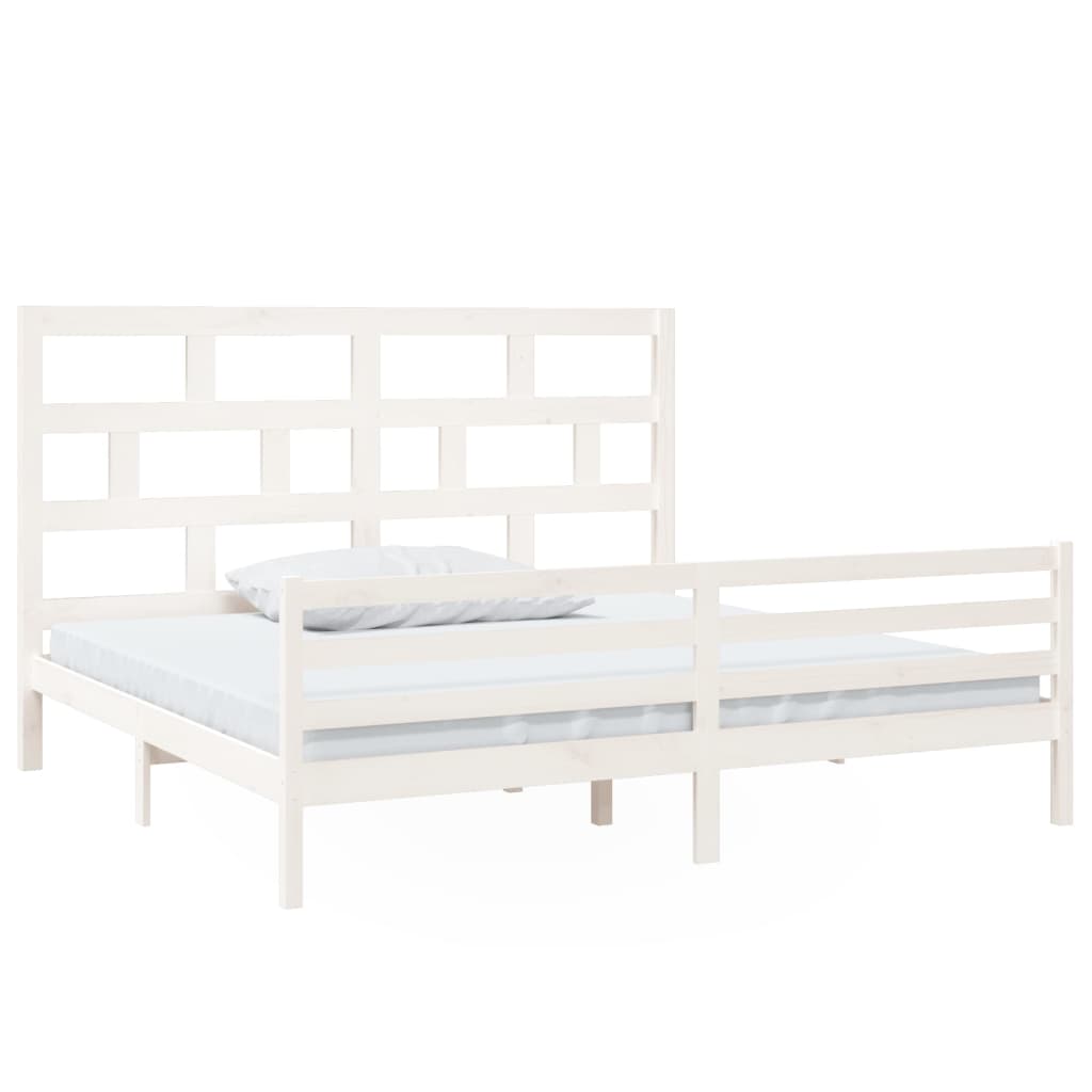 Bed Frame | White | Solid Pine Wood | Double | Durable | Bed Frame