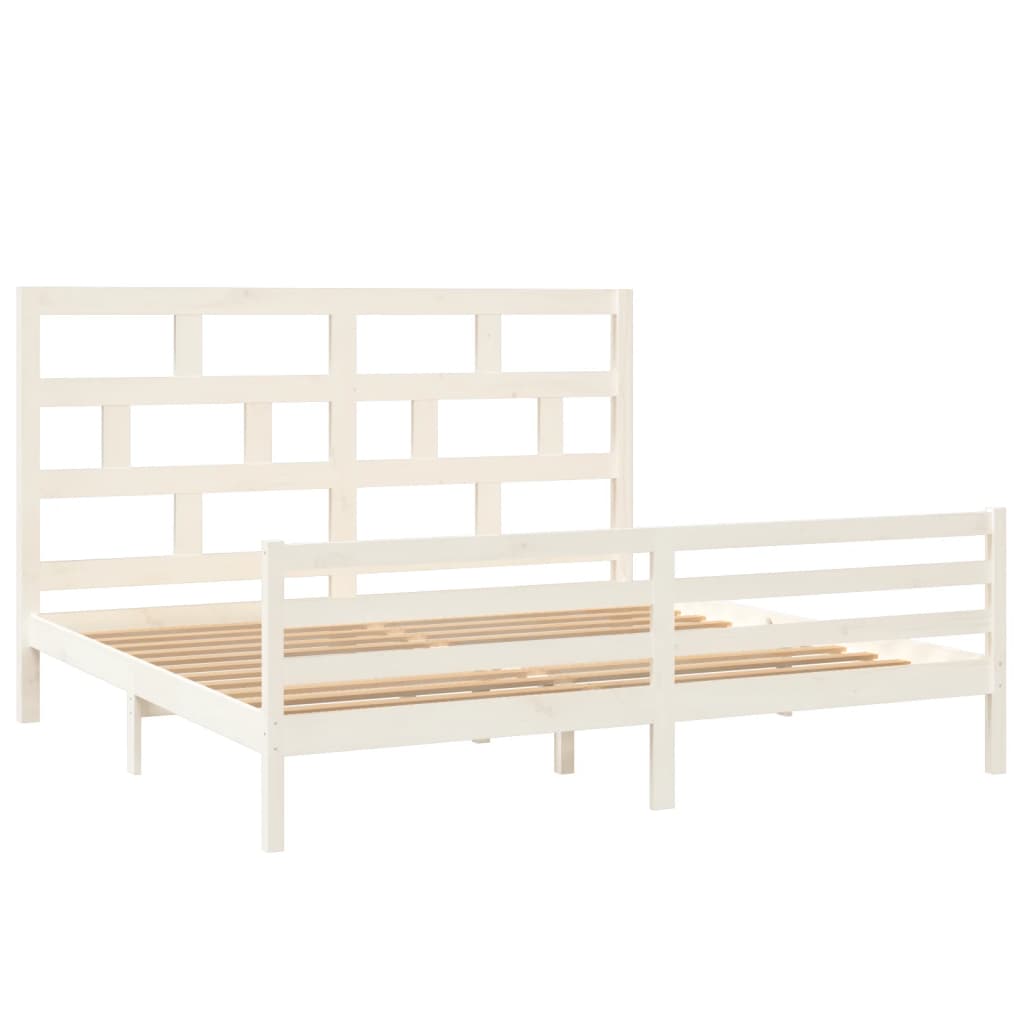 Bed Frame | White | Solid Pine Wood | Double | Durable | Bed Frame