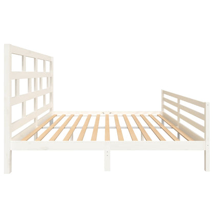 Bed Frame | White | Solid Pine Wood | Double | Durable | Bed Frame