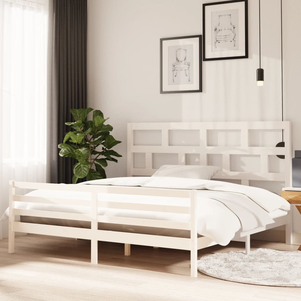 Bed Frame | White | Solid Pine Wood | Double | Durable | Bed Frame