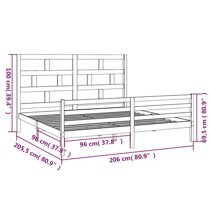 3101305 vidaXL Bed Frame without Mattress Grey Solid Wood 200x200 cm (810452+814216)