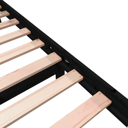 Bed Frame without Mattress Black Solid Wood Pine Small Single