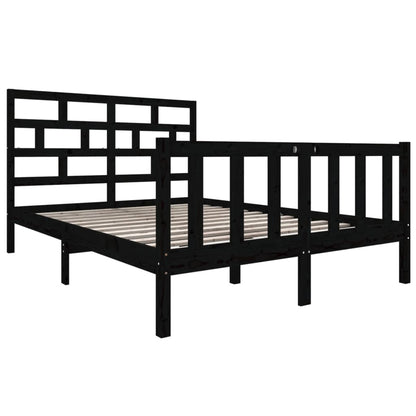 Bed Frame | Black | Solid pine wood | 135x190 cm | Durable | Bed Frame