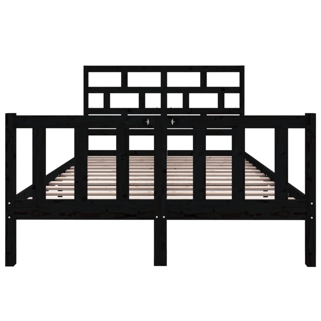 Bed Frame | Black | Solid pine wood | 135x190 cm | Durable | Bed Frame