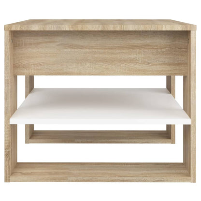 Coffee Table White and Sonoma Oak 55.5x55x45 cm Engineered Wood