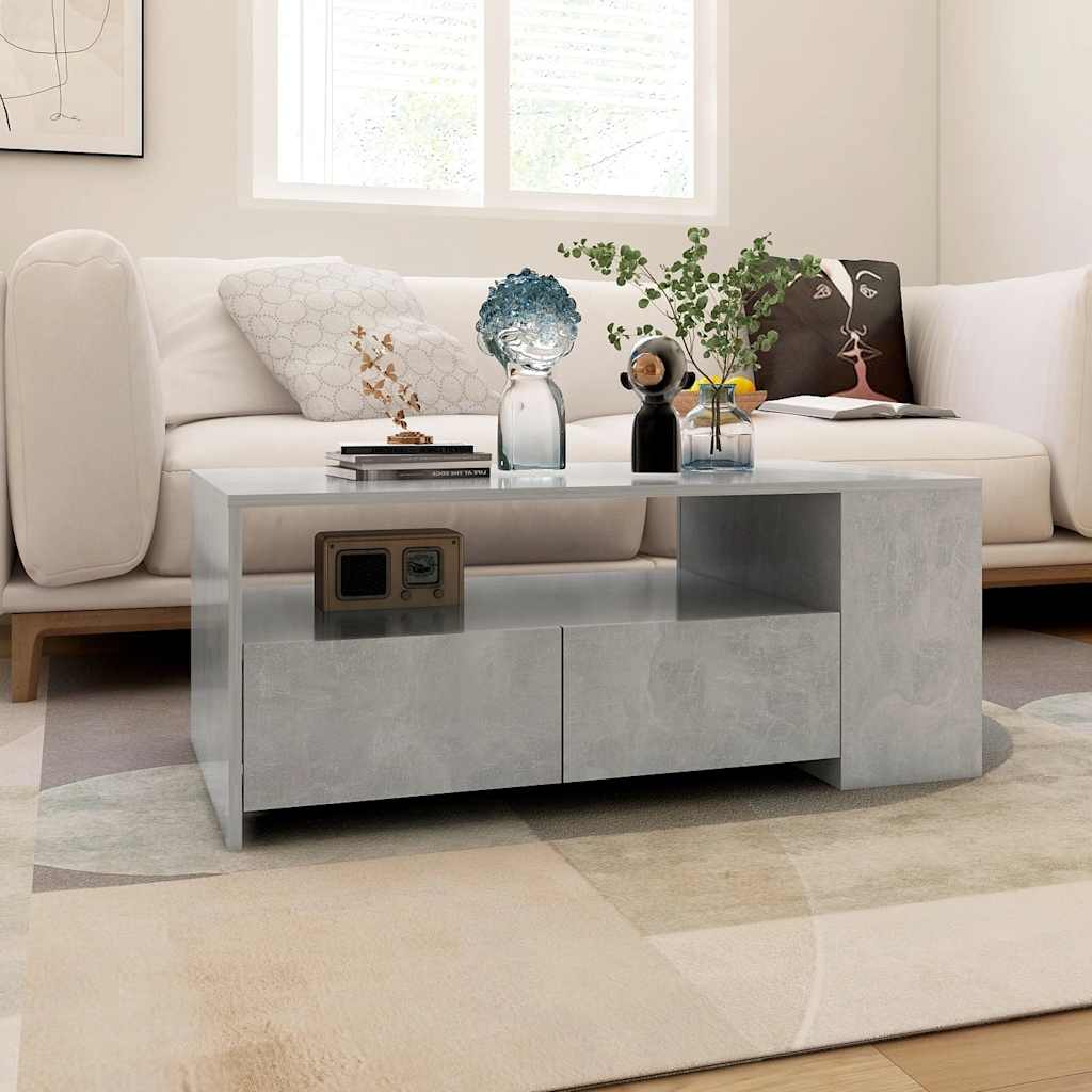 Coffee Table Concrete Grey 102x55x42 cm Engineered Wood