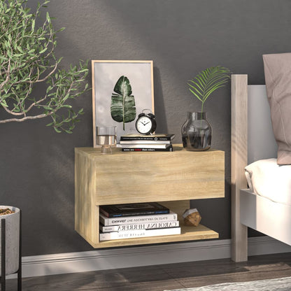 810960 vidaXL Wall-mounted Bedside Cabinets 2 pcs Sonoma Oak
